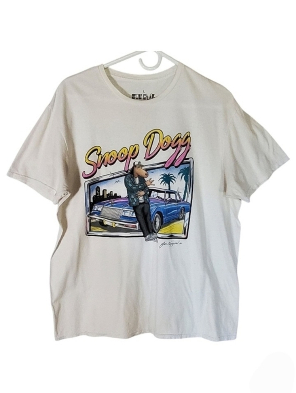 2017 * Joe Cool Snoop Dog Graphic Tee Off White Size L Hip Hop Rapper